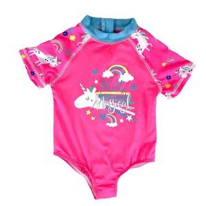 Wippette Baby Girl Swimwear Unicorn One-Piece Rashguard Swimsuit Pink